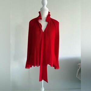 10 Crosby Derek lam pleated long sleeve top .
Red